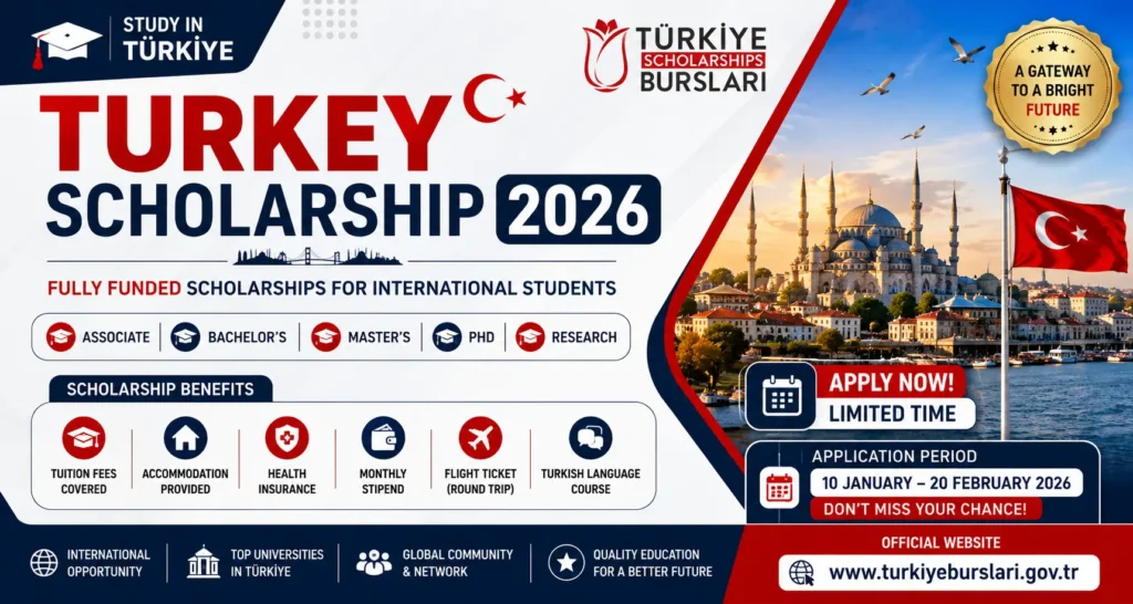 Turkey Scholarship 2026 – Fully Funded Study in Türkiye, Eligibility & Application Guide