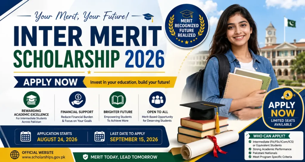 Inter Merit Scholarship 2026 Pakistan – Apply Now: Eligibility, Benefits & Application Guide