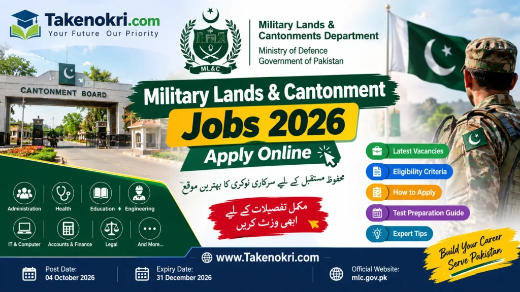Military Lands & Cantonment Jobs 2026 Pakistan – Apply Online